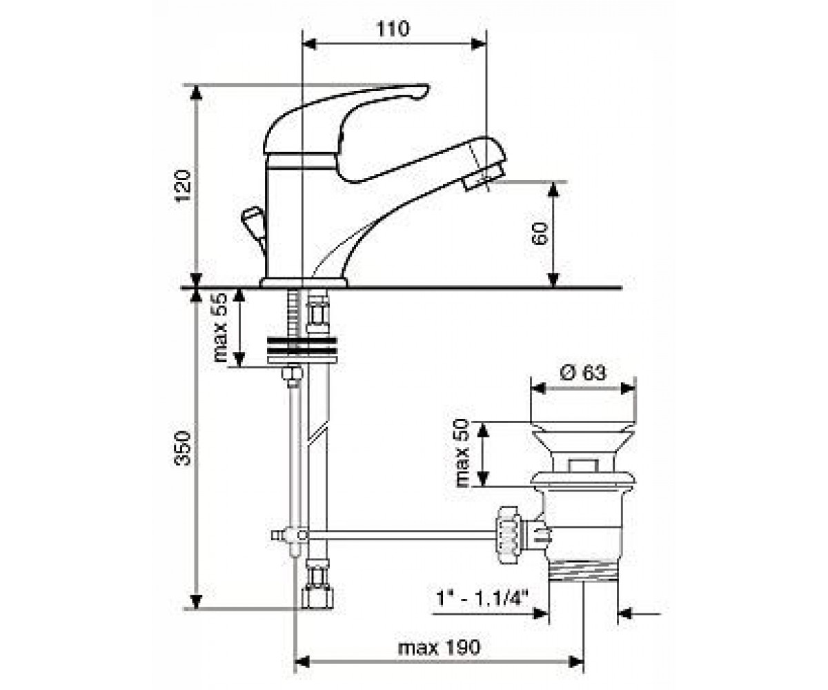 Смеситель для раковины  GIGLIO SC8003G:Чертеж 