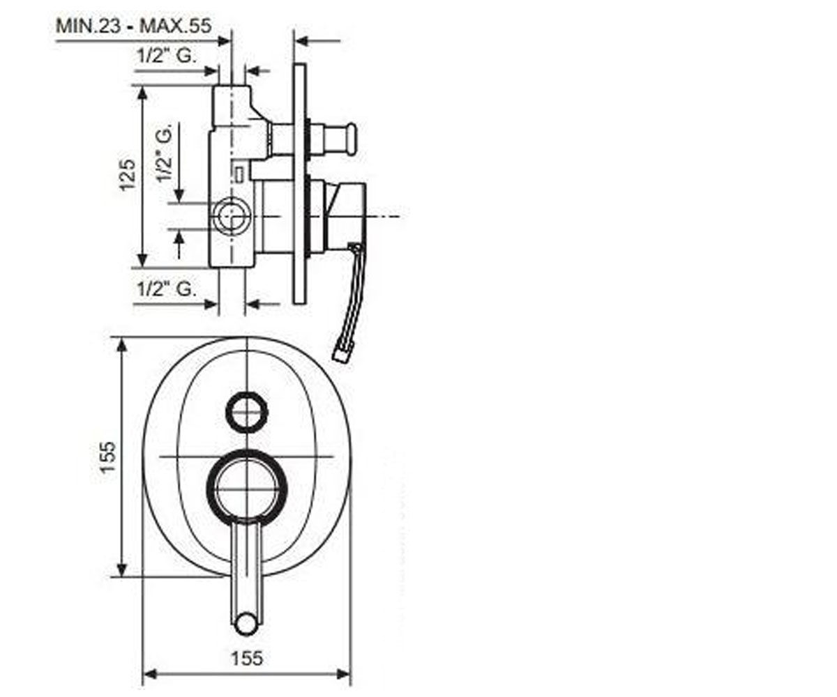 Смеситель для ванны  PLANET SC81019:Чертеж 