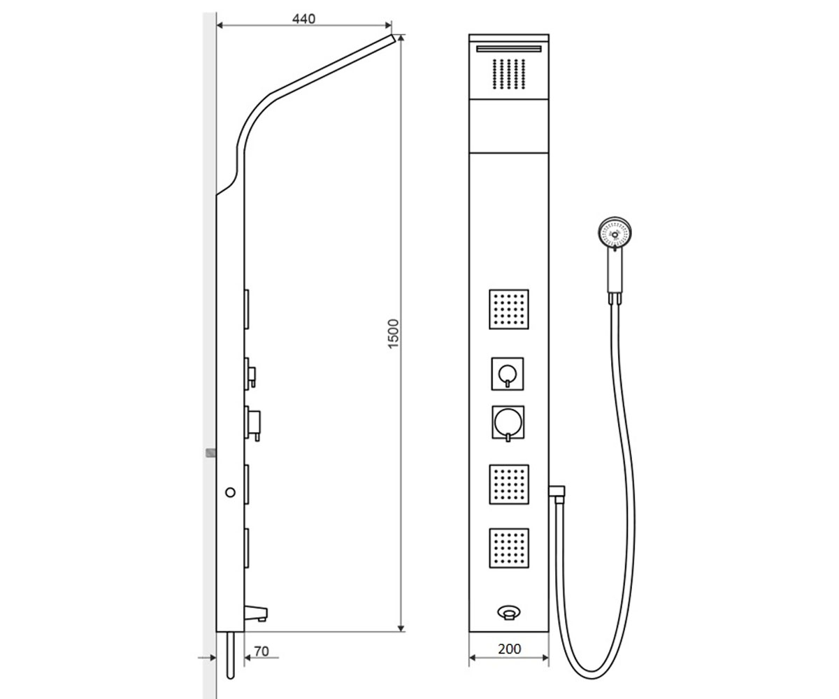 Душевая панель  MORE ARAC.ML9304E:Чертеж 