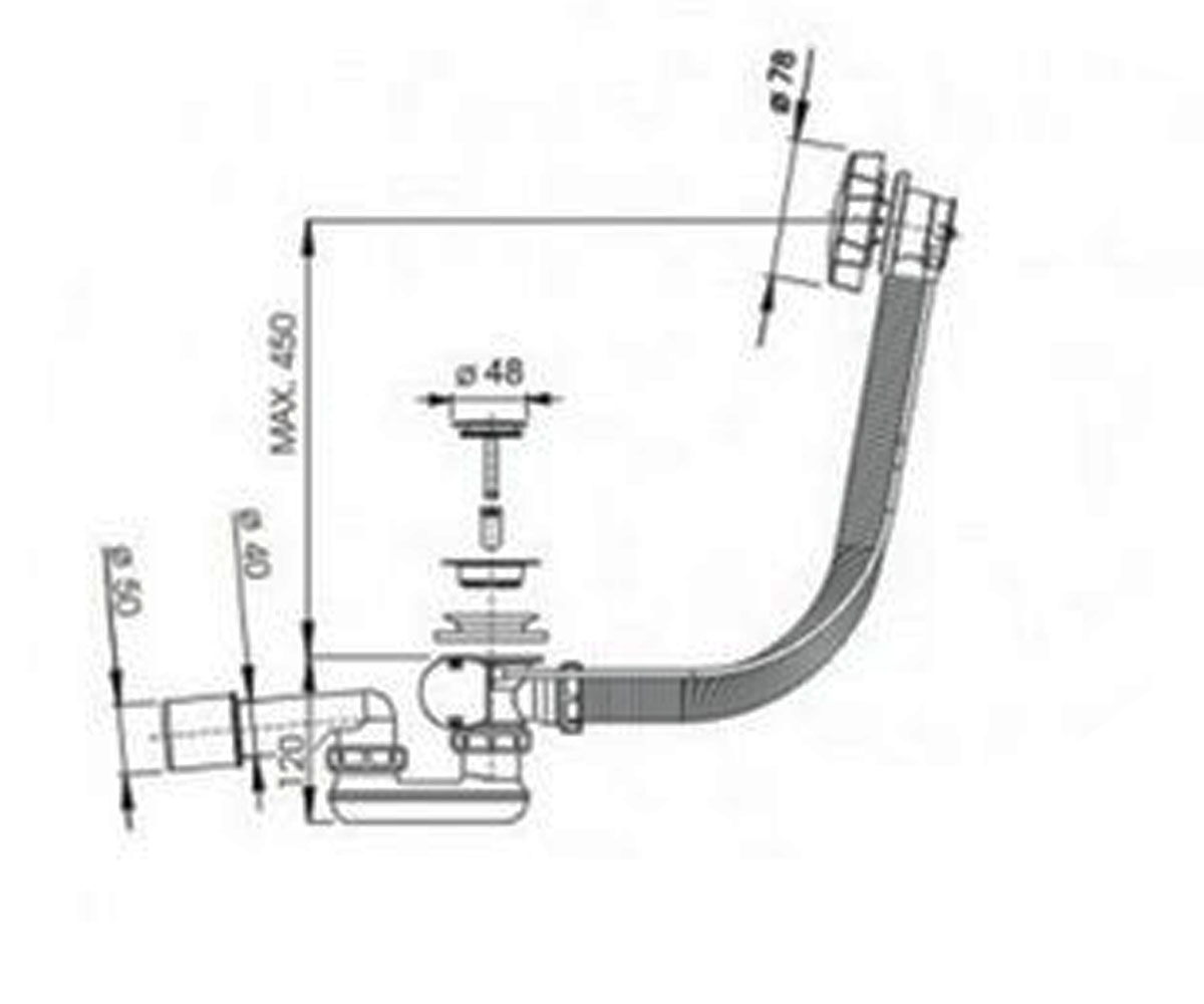 Слив-перелив с сифоном  OVAL AREX.1511CR:Чертеж 