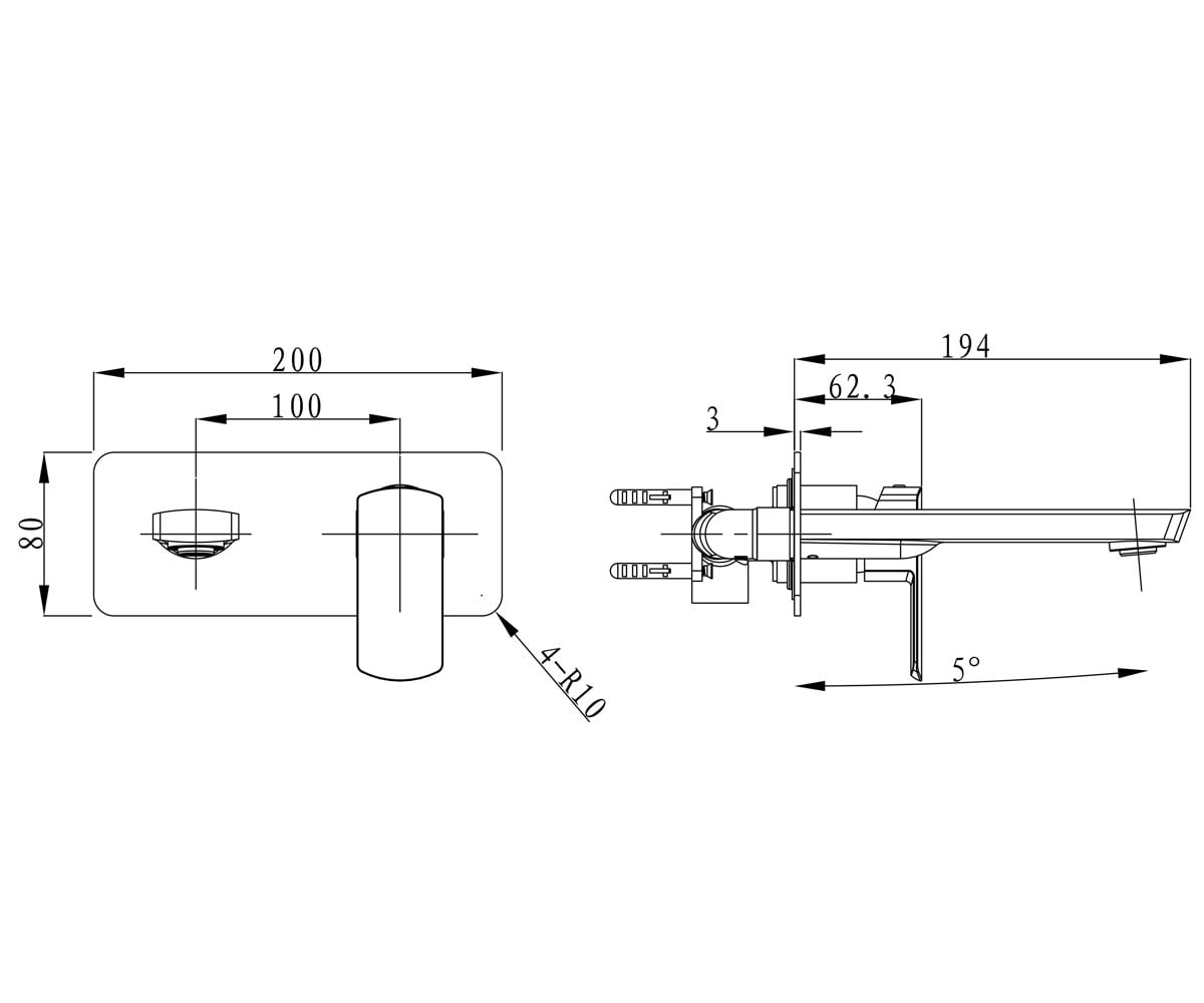 Настенный смеситель  PRIDE AREX.4015CR:Чертеж 