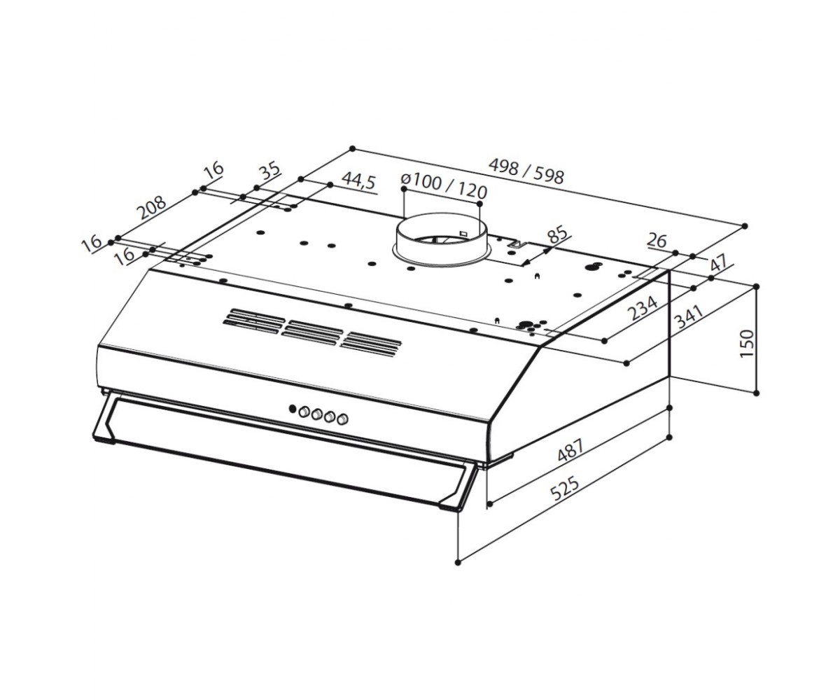 Кухонная вытяжка  741 A50 W PLUS:Чертеж 