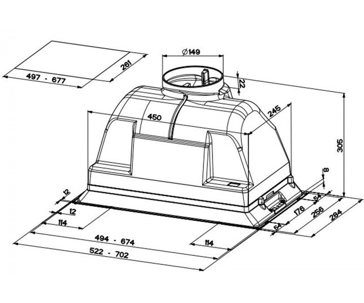 Встраиваема кухонная вытяжка  INCA PLUS HCS X A 52 HALOGEN:Чертеж 