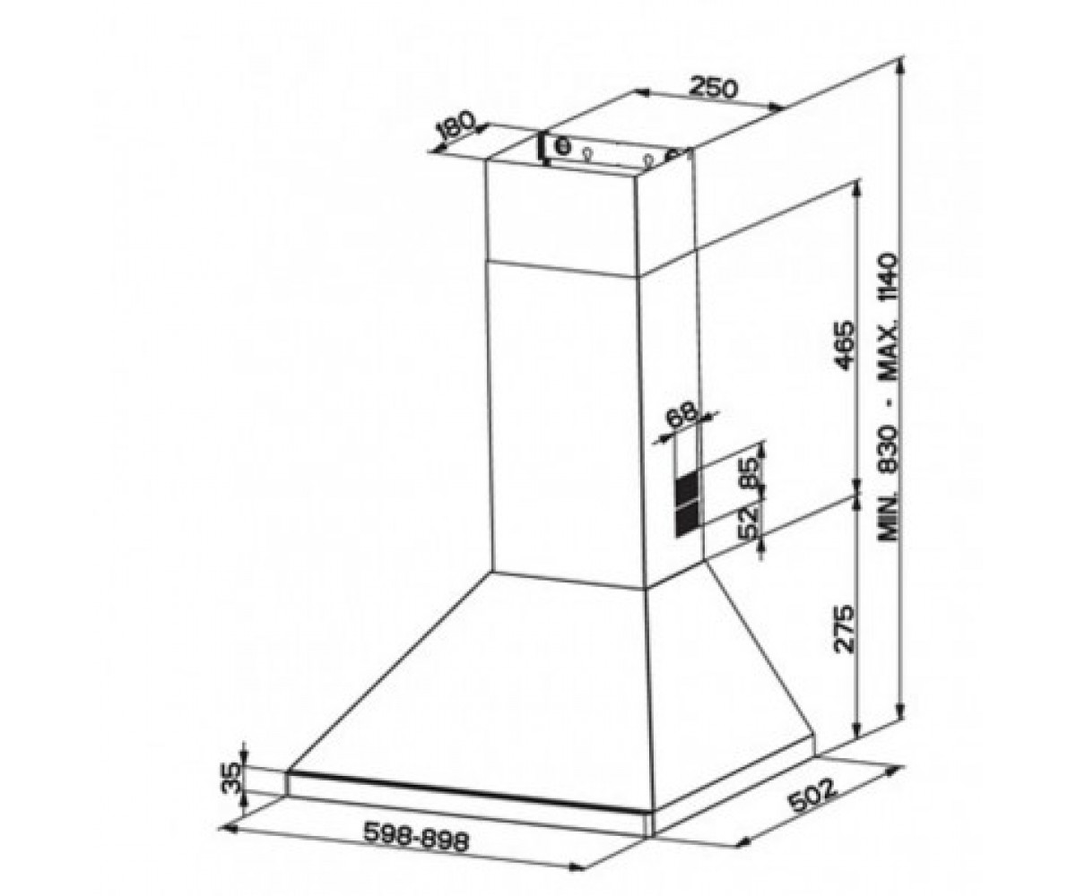 Купольная кухонная вытяжка  STRIP EG8 PB BK/BRA A60:Чертеж 