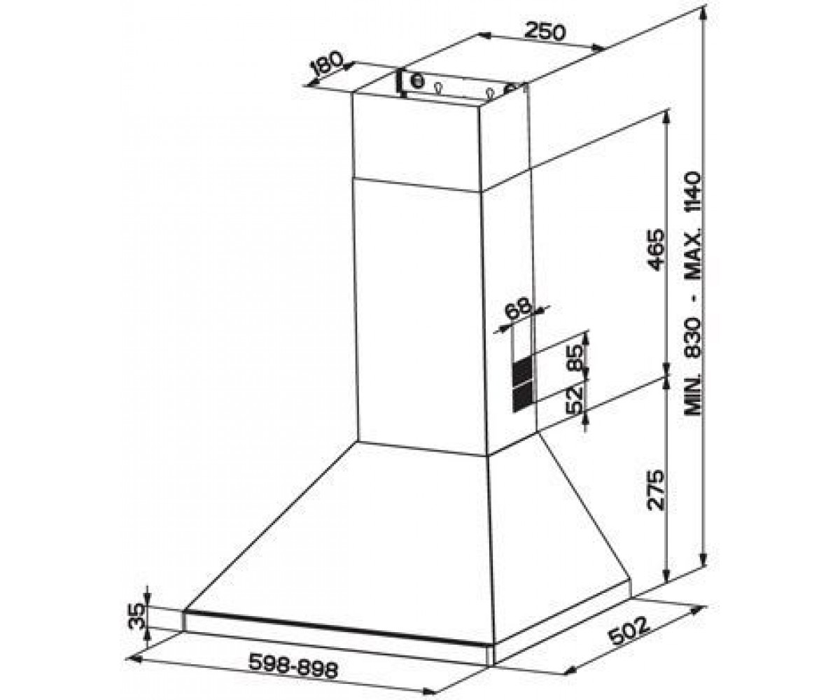 Кухонная вытяжка  STRIP EG8 PB BK/BRA A90:Чертеж 