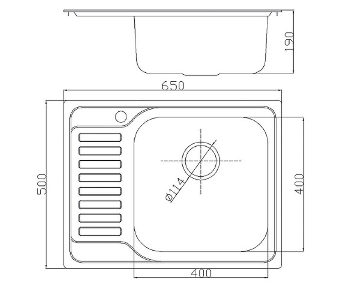 Мойка врезная  650X500 MICRODECOR:Чертеж 