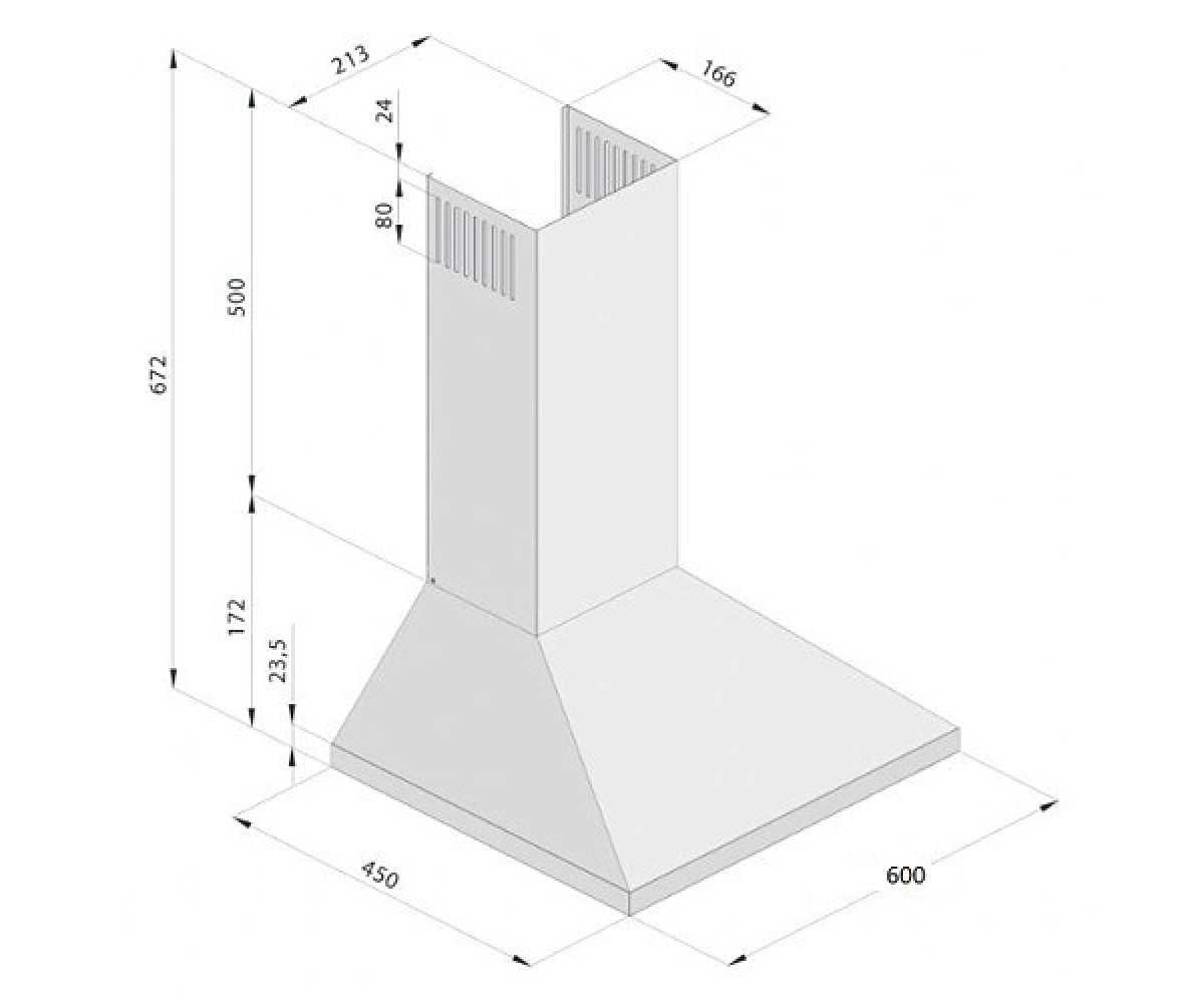 Кухонная вытяжка  BASE 60 INOX:Чертеж 
