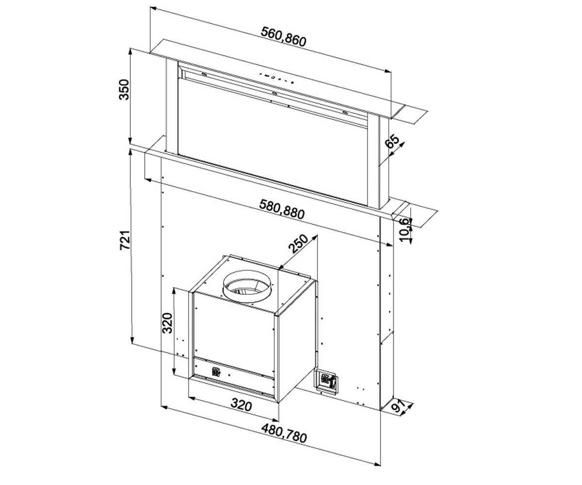 Вытяжка на столешницу  DOWNDRAFT 90 INOX:Чертеж 