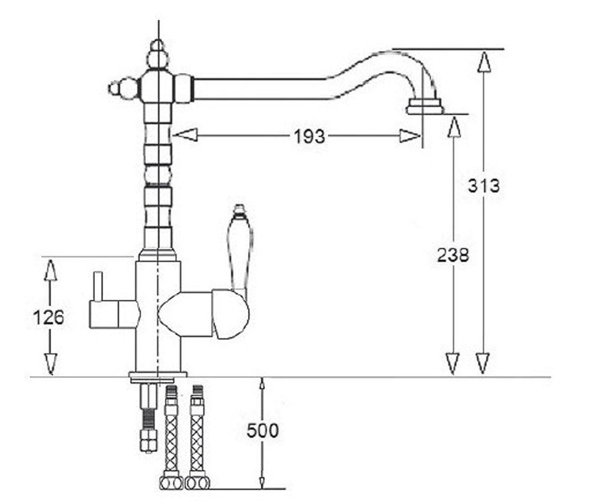 Смеситель на две воды  FKM-314 INOX-ANTIQUE:Чертеж 