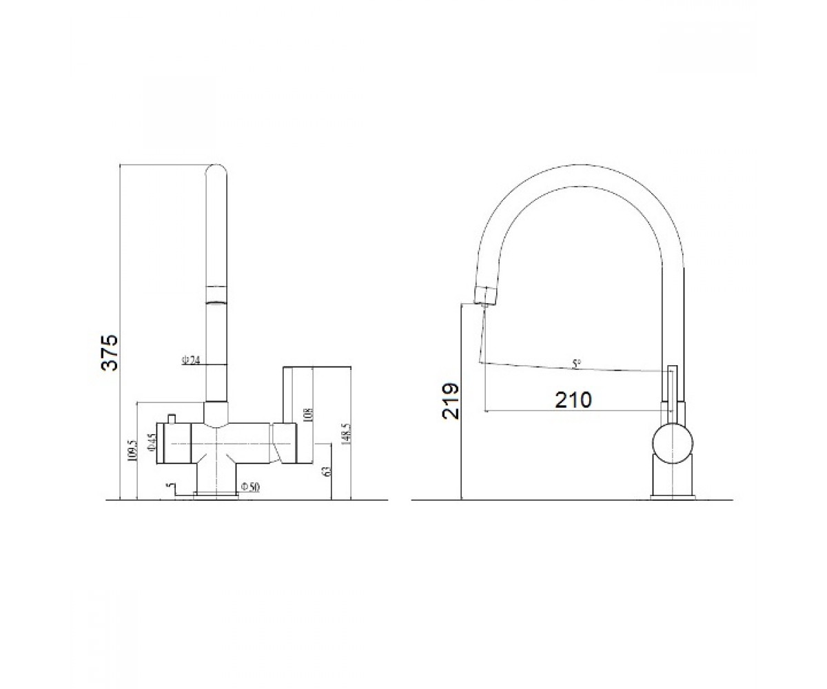 Кухонный смеситель  FKM-315 SS INOX:Чертеж 