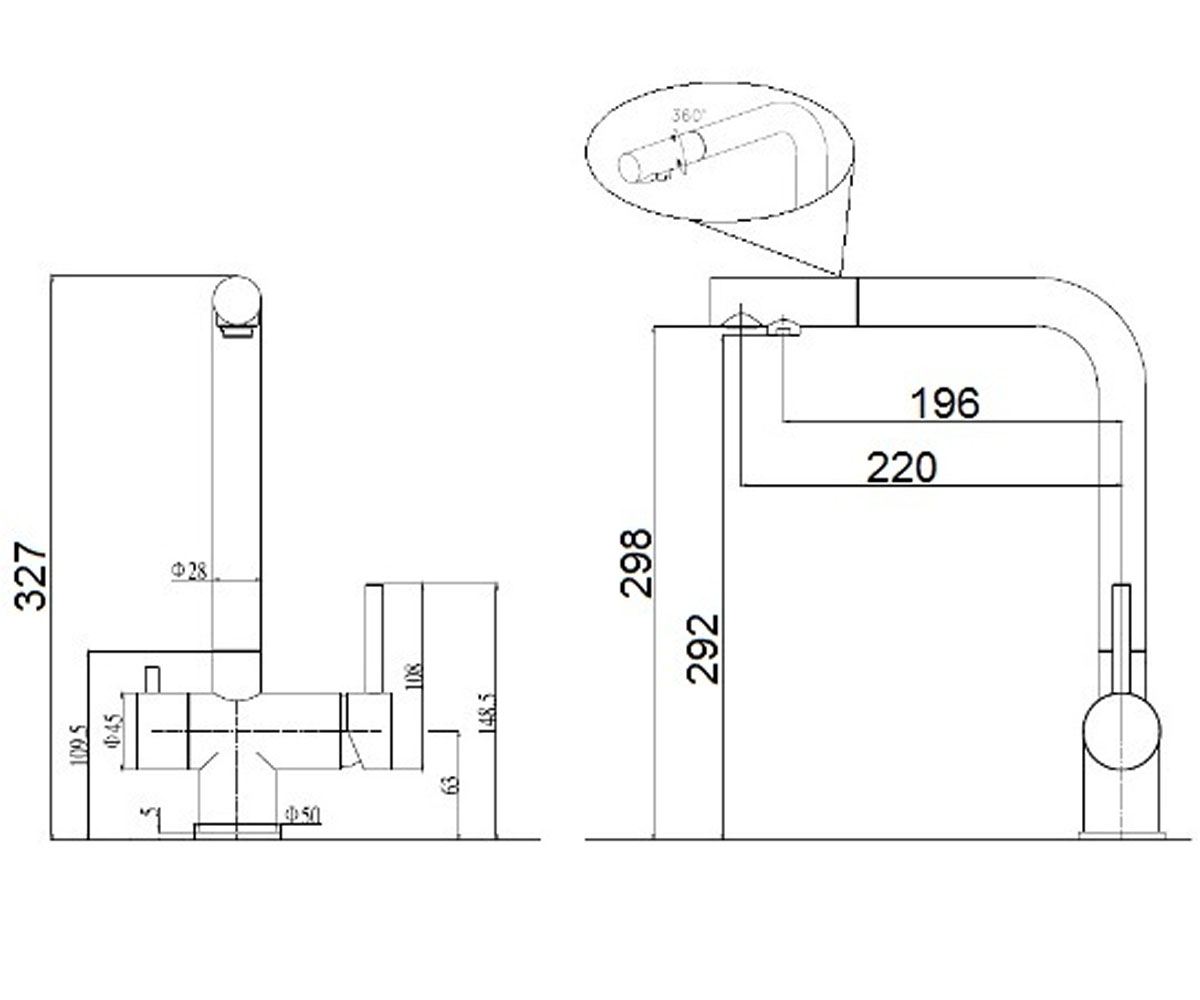 Кухонный смеситель  FKM-317 SS BETON:Чертеж 