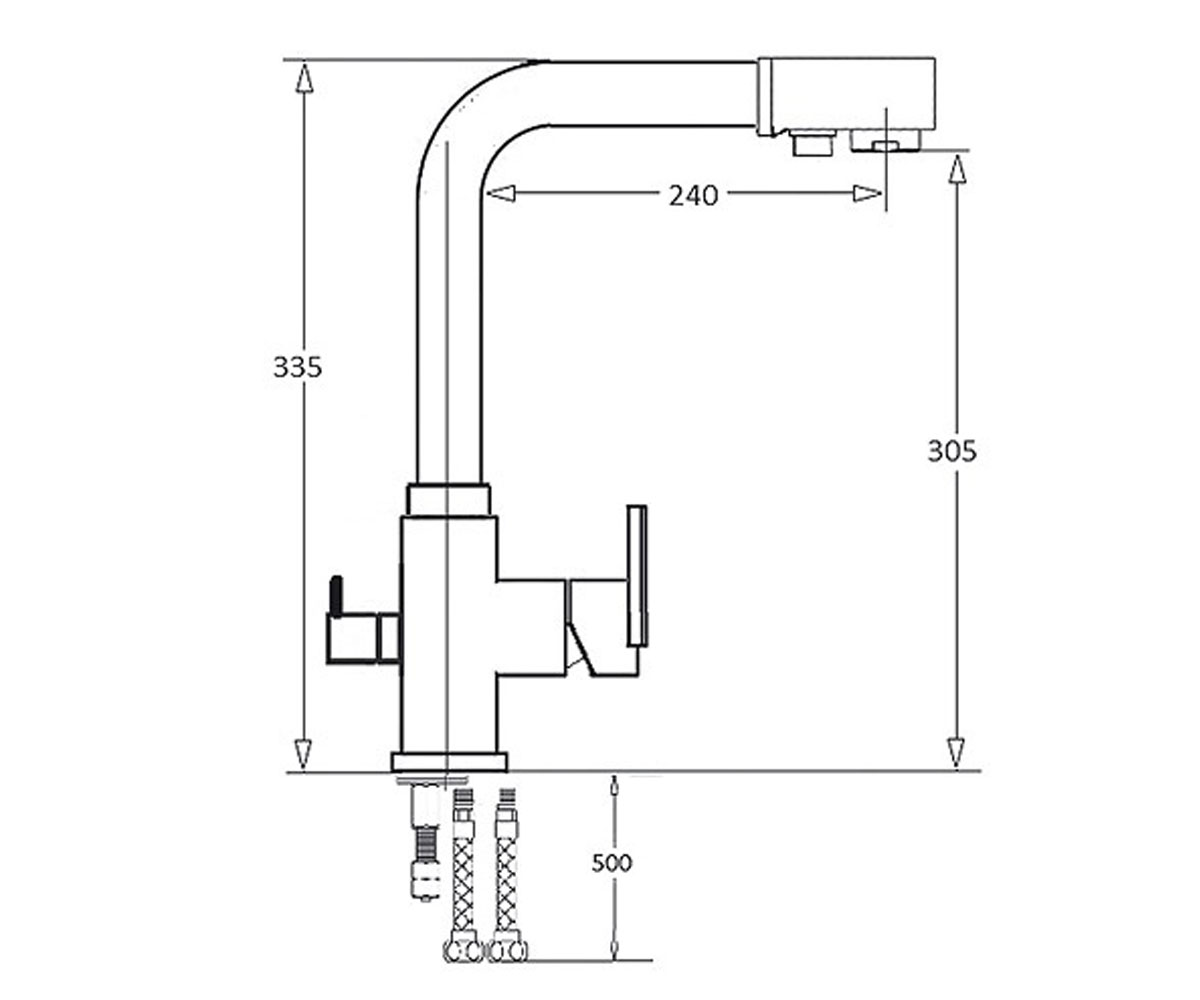 Кухонный комбинированный смеситель  FKM-31 INOX:Чертеж 