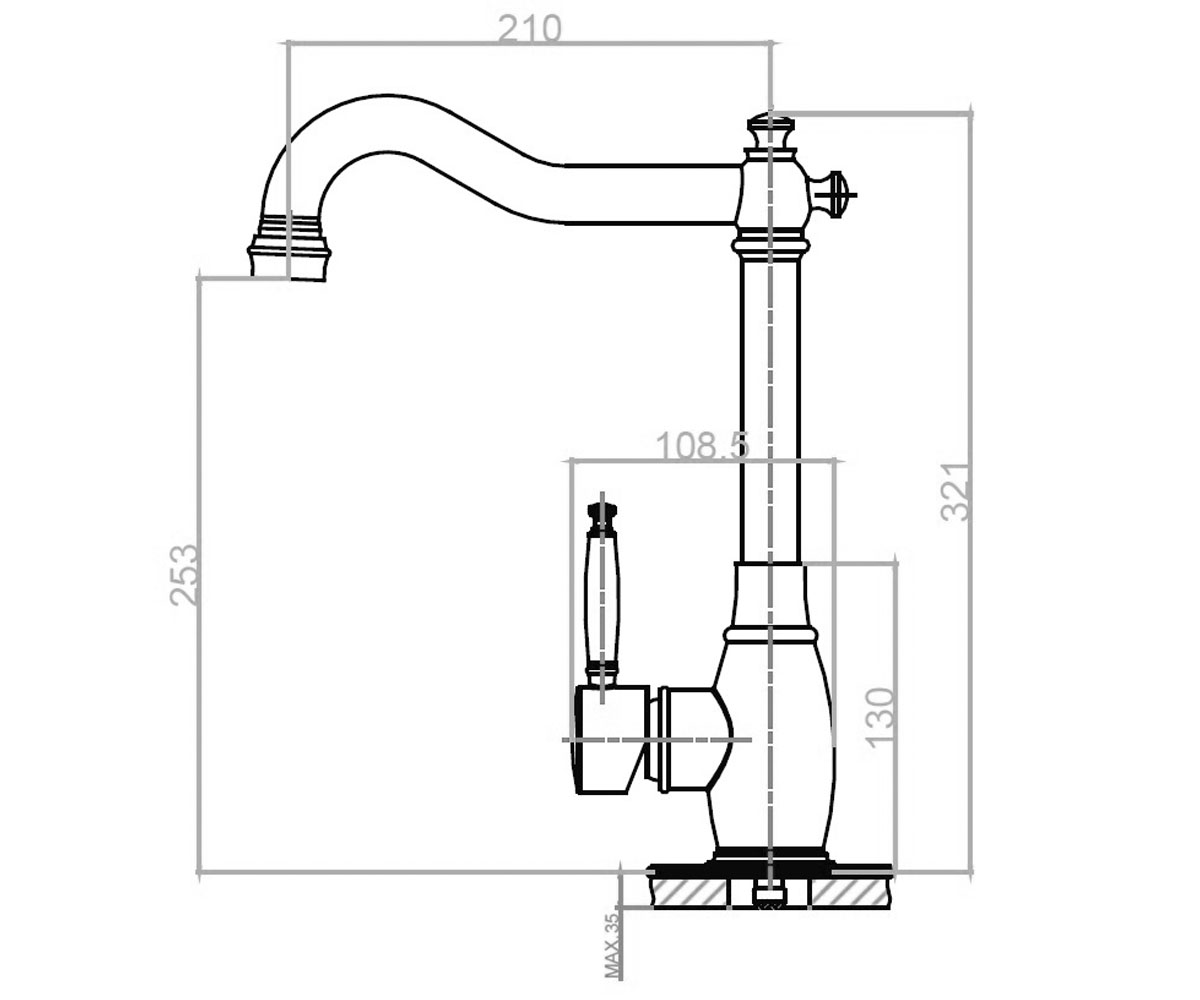 Кухонный смеситель  FKM-44 SS INOX:Чертеж 
