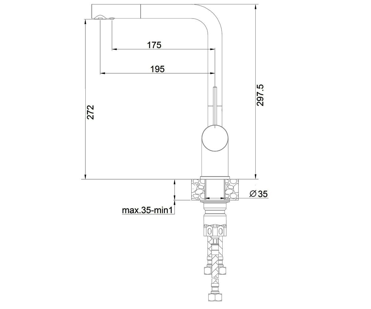 Кухонный смеситель  FKM 31.12 SS CREAM:Чертеж 