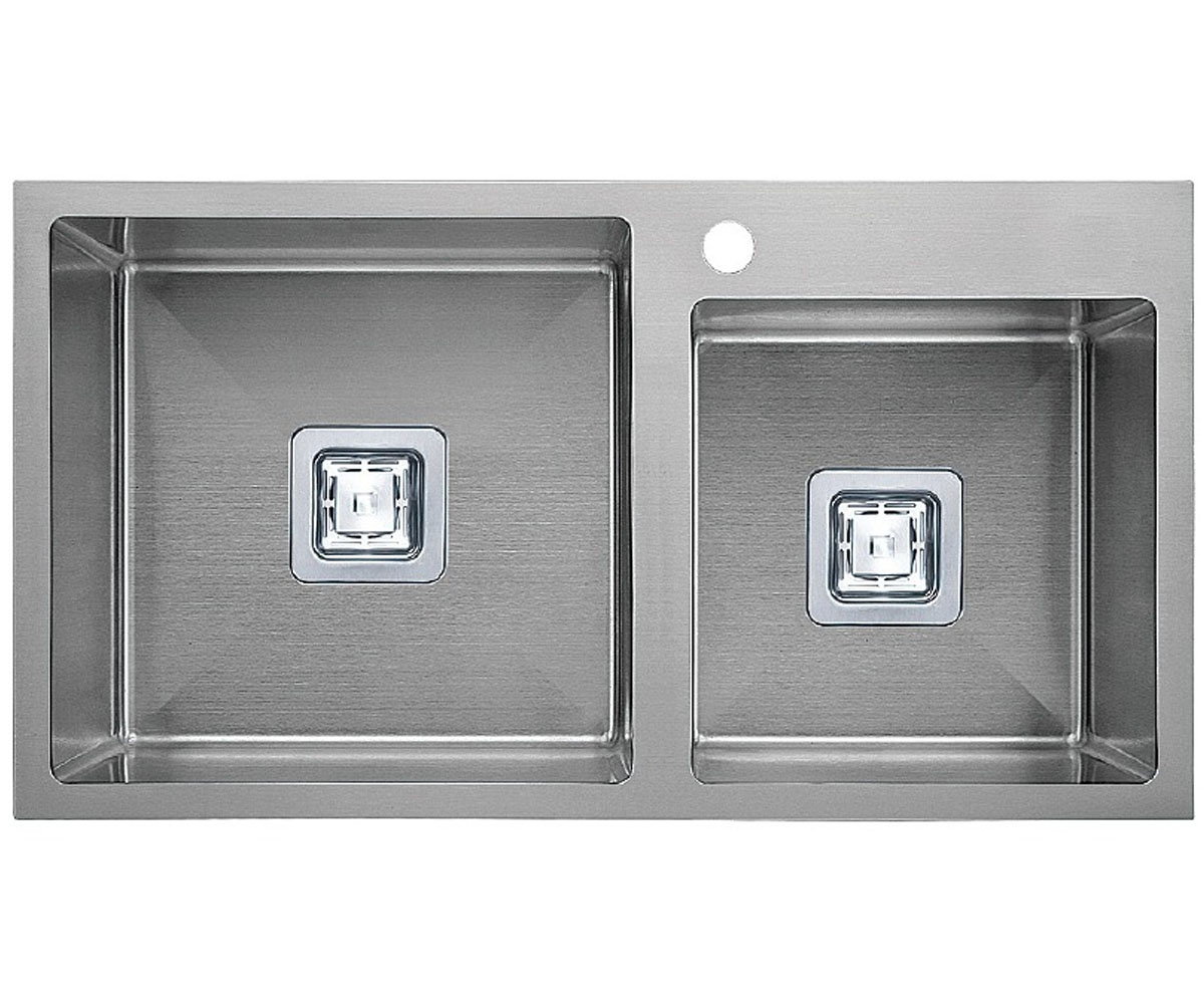 Подвійна мийка FABIANO  QUADRO TOP 78X2 R10 780X490 QUADRO TOP 78X2 R10 780X490