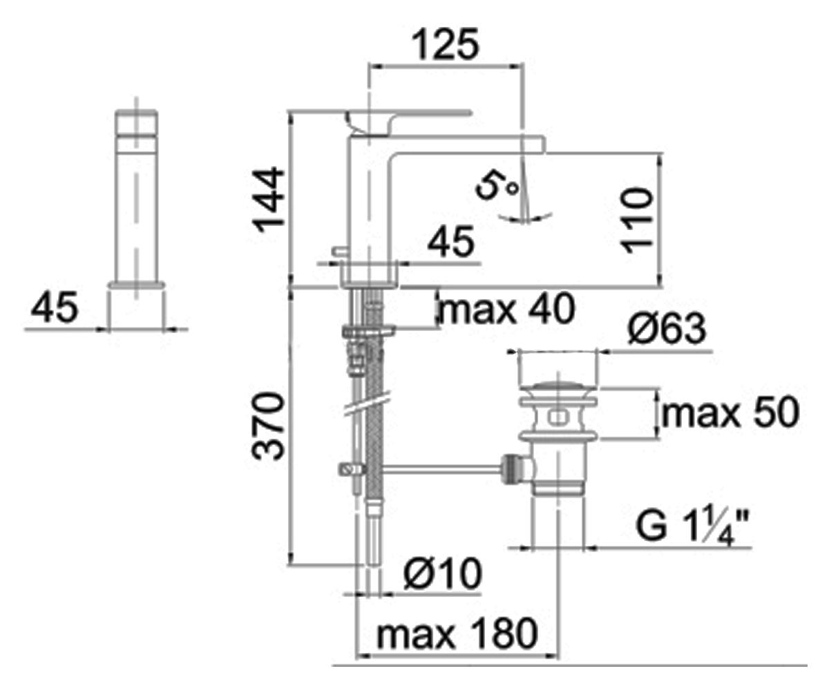 Однорычажный смеситель  MINT 3402F004F:Чертеж 