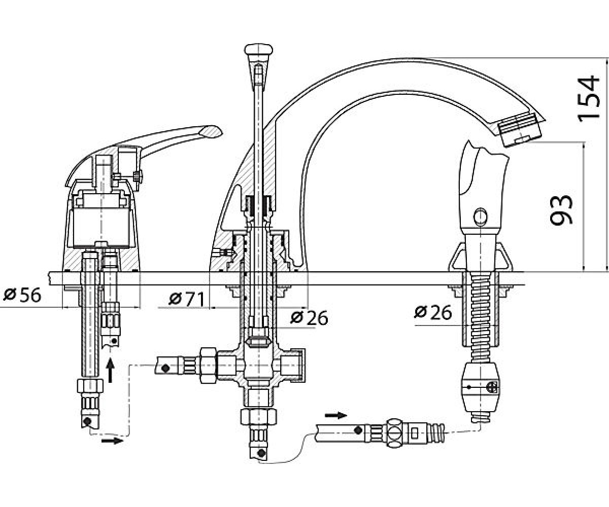 Смеситель для ванны  MILANO BRM11A:Чертеж 