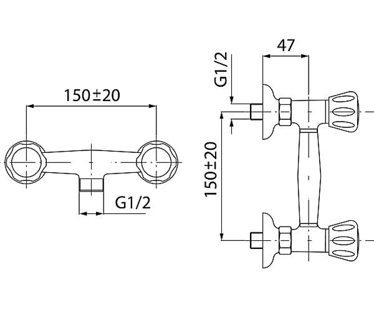 Смеситель для душа  STANDARD BST77:Чертеж 