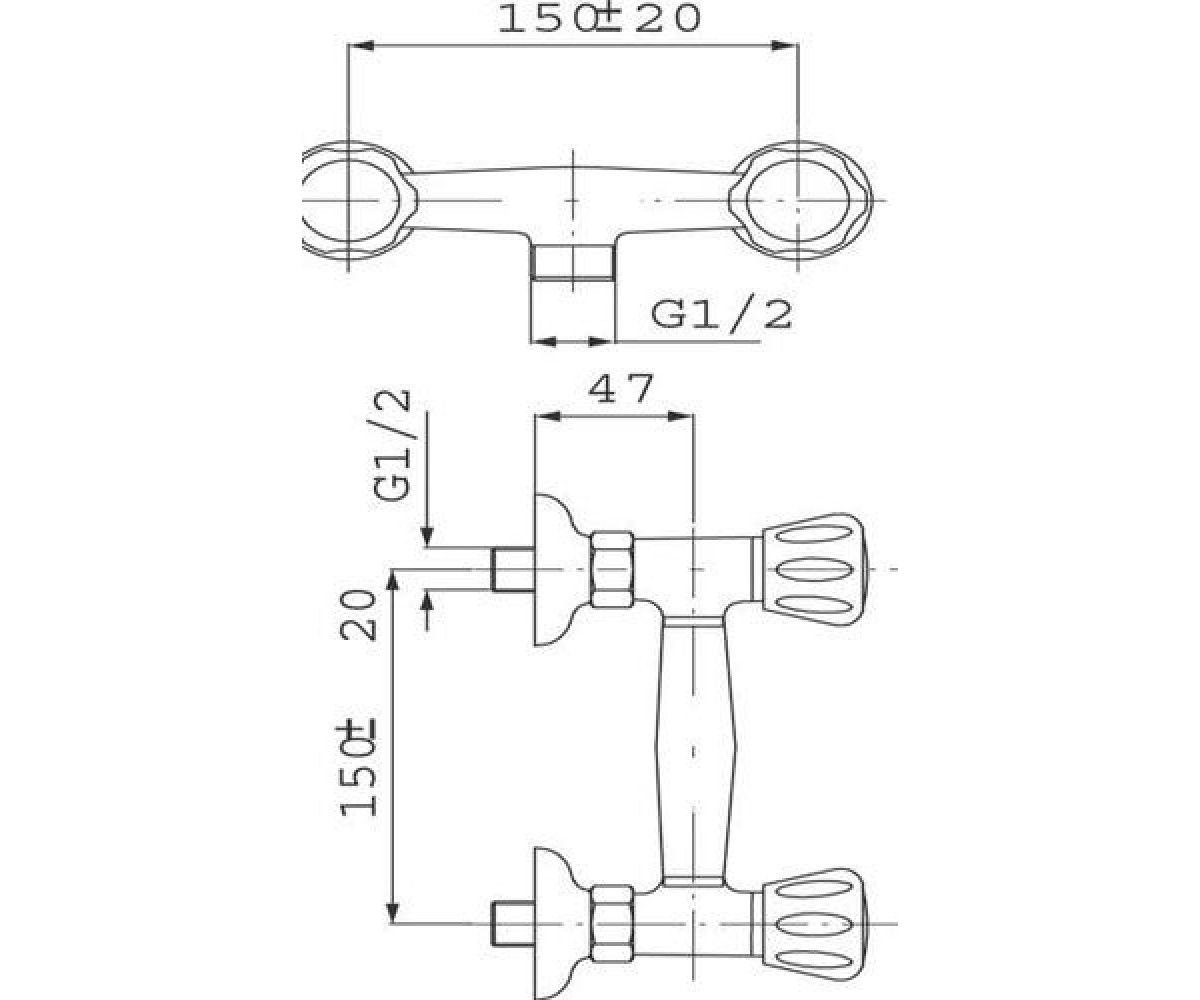Смеситель для душа  STANDARD BST77A:Чертеж 
