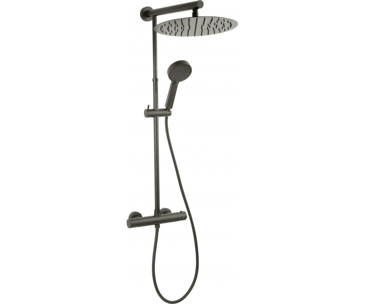 Система душ. з термостат. змішувачем TREVI BLACK (лійка верх. Slim 30 см, лійка руч.3-F) gun metal, FERRO FERRO  NP75-TRV7U-GM NP75-TRV7U-GM