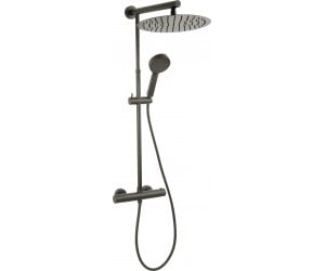 Система душ. з термостат. змішувачем TREVI BLACK (лійка верх. Slim 30 см, лійка руч.3-F) gun metal, FERRO FERRO  NP75-TRV7U-GM