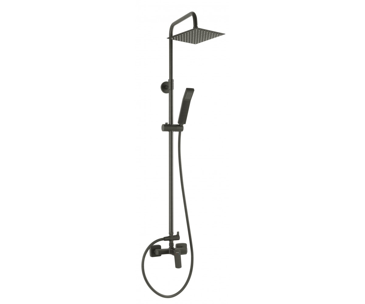 Система душ. зі змішувачем VITTO VERDELINE (лійка верх. Slim 20 см, лійка руч.1-F) gun metal, FERRO FERRO  NP81-BVI7UVL-GM NP81-BVI7UVL-GM