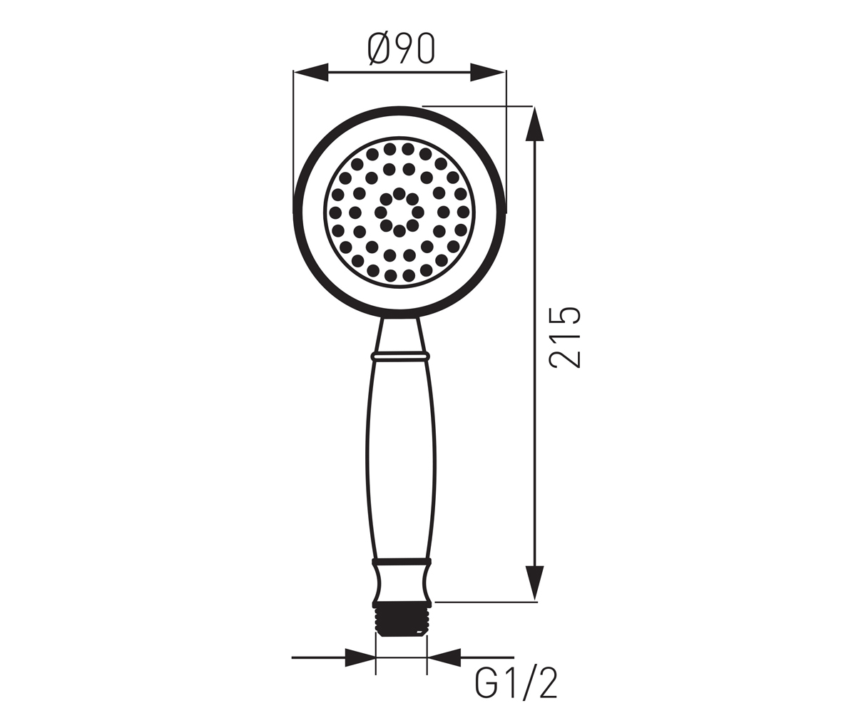 Ручной душ  RETRO S160:Чертеж 