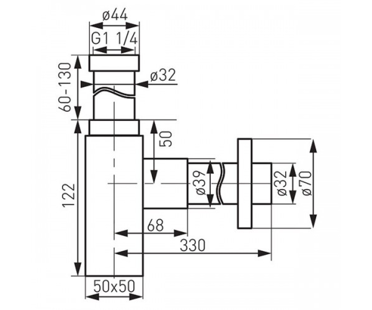 Сифон для раковины  QUADRO S280-BL:Чертеж 