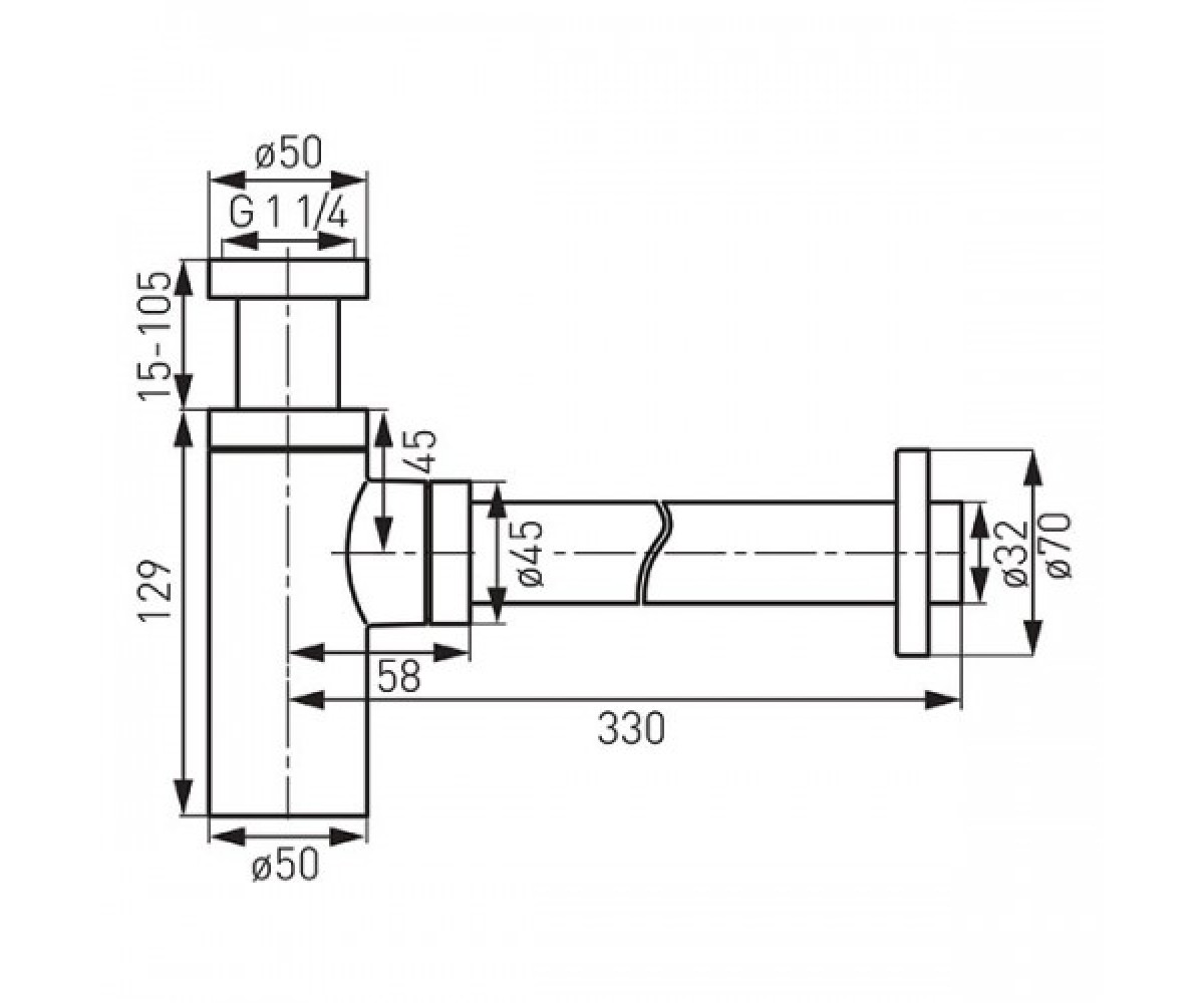 Сифон для раковины  ROTONDO ROTONDO S282-BL:Чертеж 