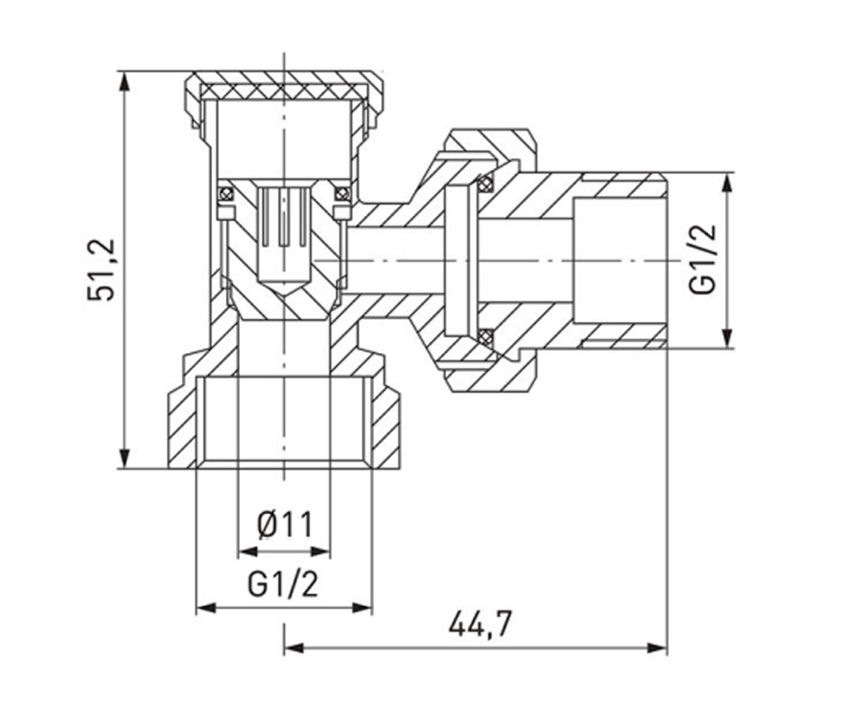 Запорный угловой кран 1/2”  ZK2Y:Чертеж 