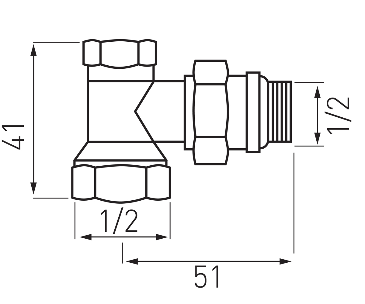 Кран радиаторный 1/2  ZPI5Y:Чертеж 