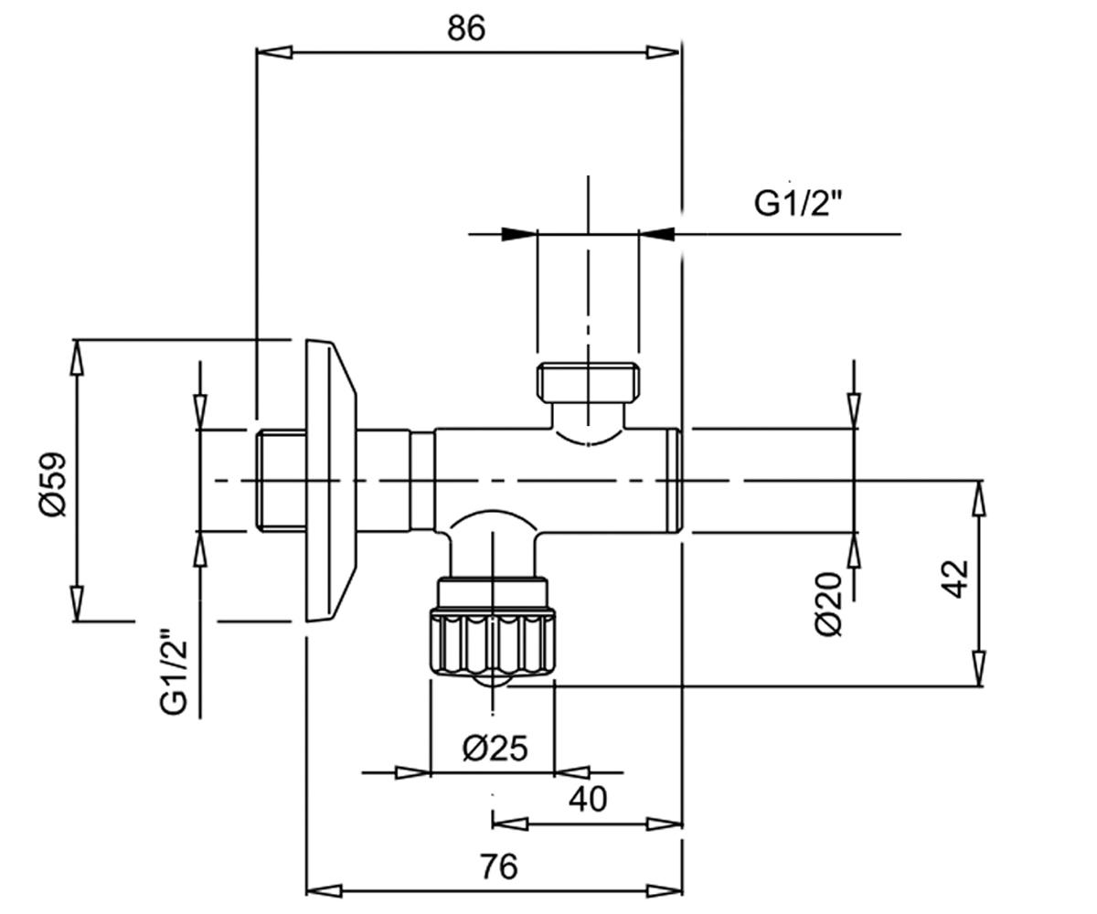 Вентиль угловой  SOTTOLAVABO F192CR:Чертеж 