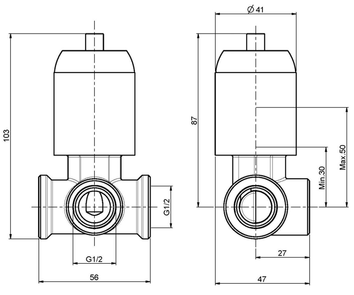Скрытая чатсть для смесителя  F2535NS:Чертеж 