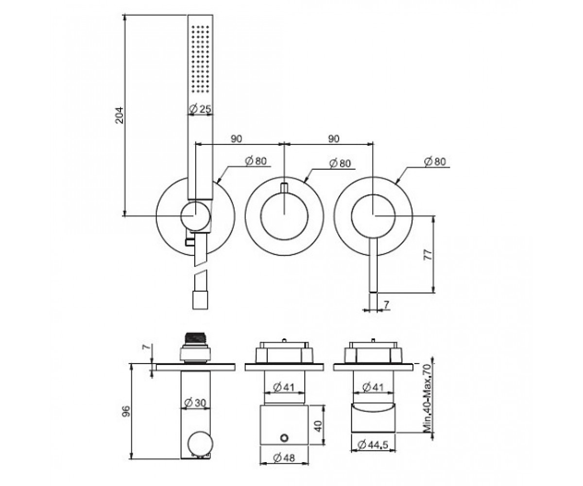 Смеситель с переключателем  SPILLO UP F3049X8NS:Чертеж 