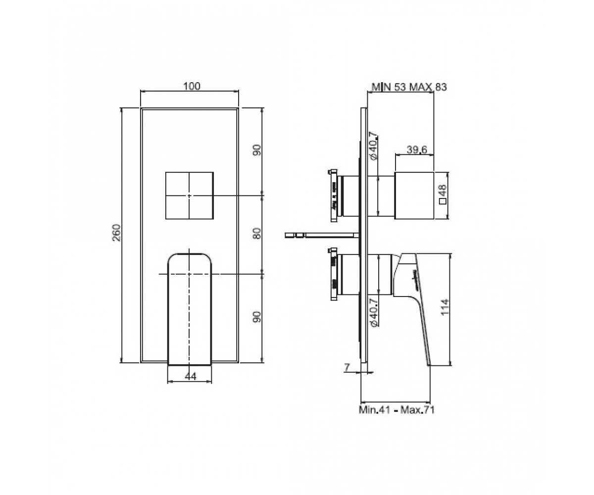 Смеситель на 3 источника  FIT F3389X6CR:Чертеж 