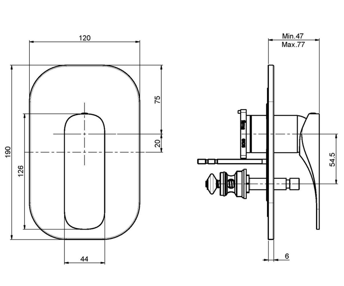 Смеситель для душа  QUAD F3729X2CR:Чертеж 