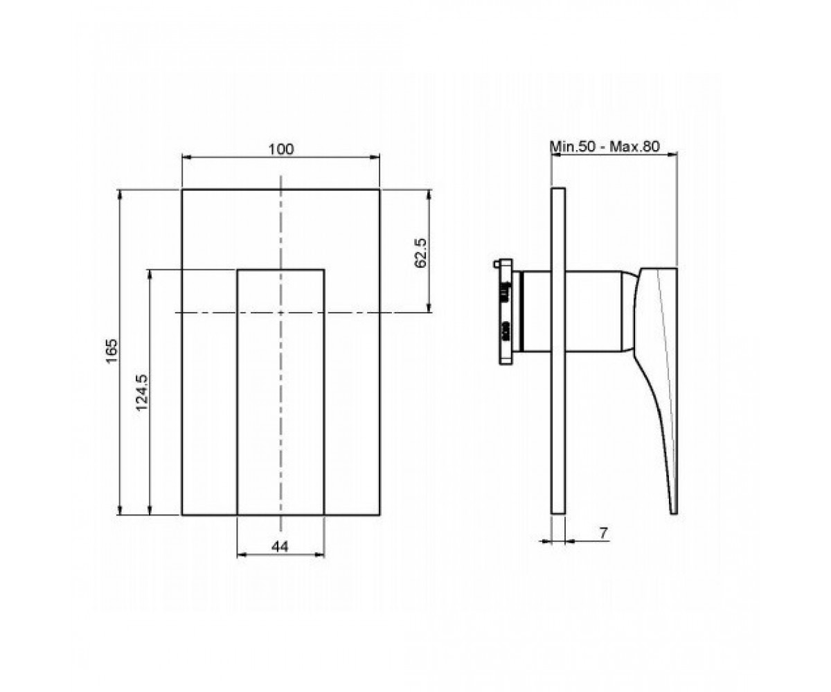 Смеситель для душа без переключателя  ZETA F3969X1BS:Чертеж 