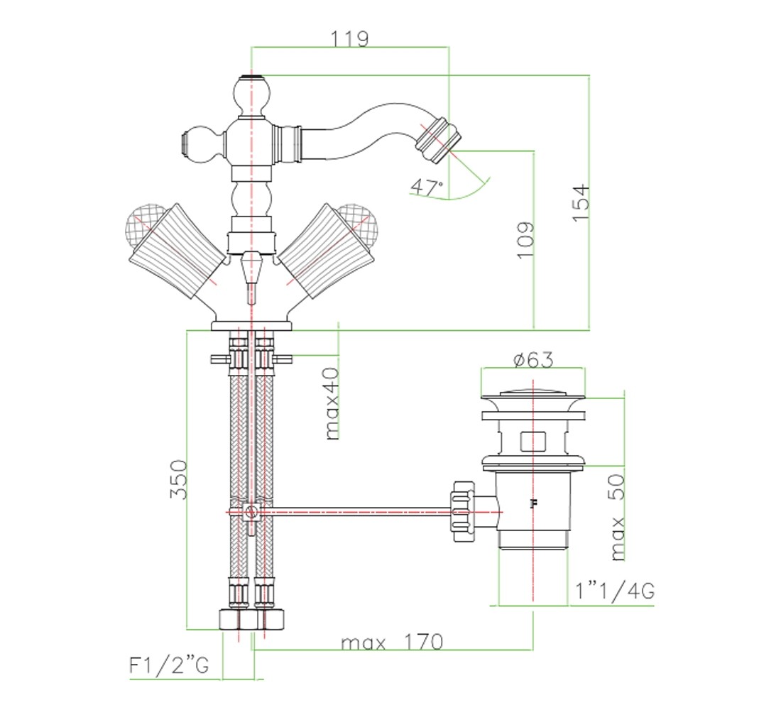 Смеситель для биде  VENERE SKY 13 CO 0635:Чертеж 