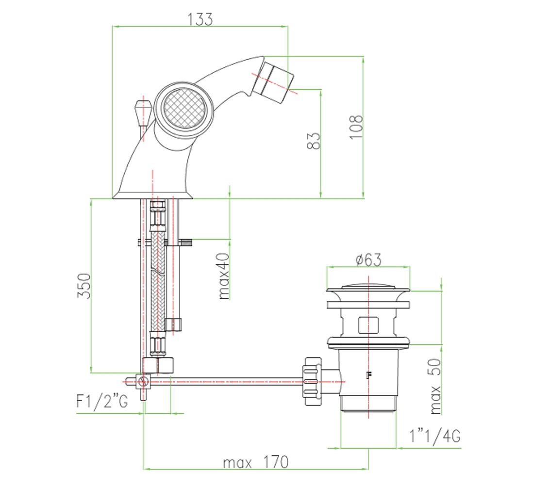 Смеситель для биде  VENERE SKY 13 CR 0632:Чертеж 