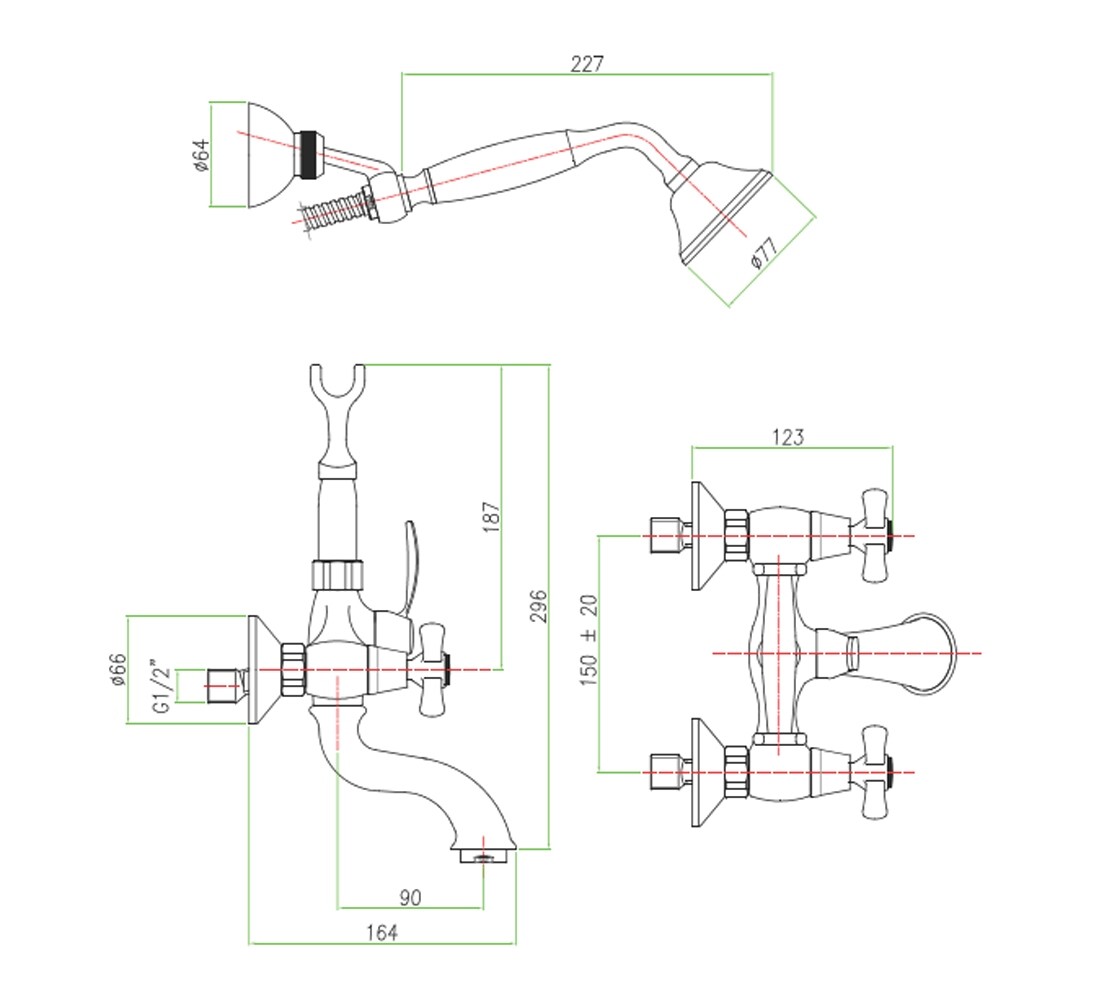 Смеситель для ванны  MARGOT 26 ZZ 0600:Чертеж 
