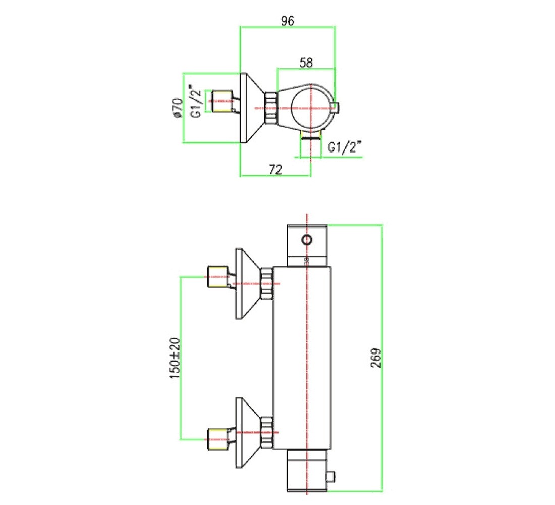 Смеситель-термостат  X-TERMO 31 CR 0970:Чертеж 