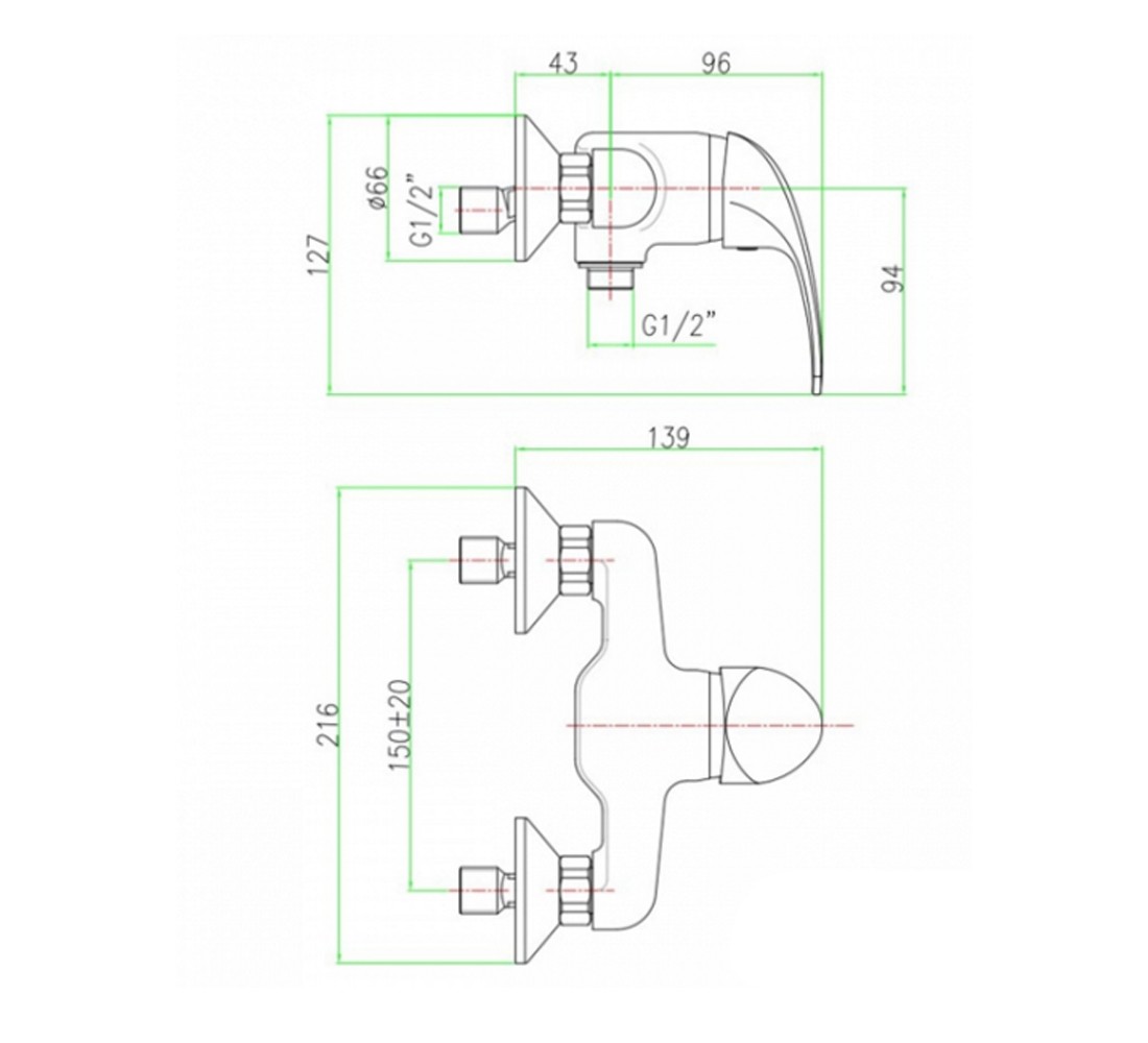 Смеситель для душа  MAX 32 CR 1230:Чертеж 