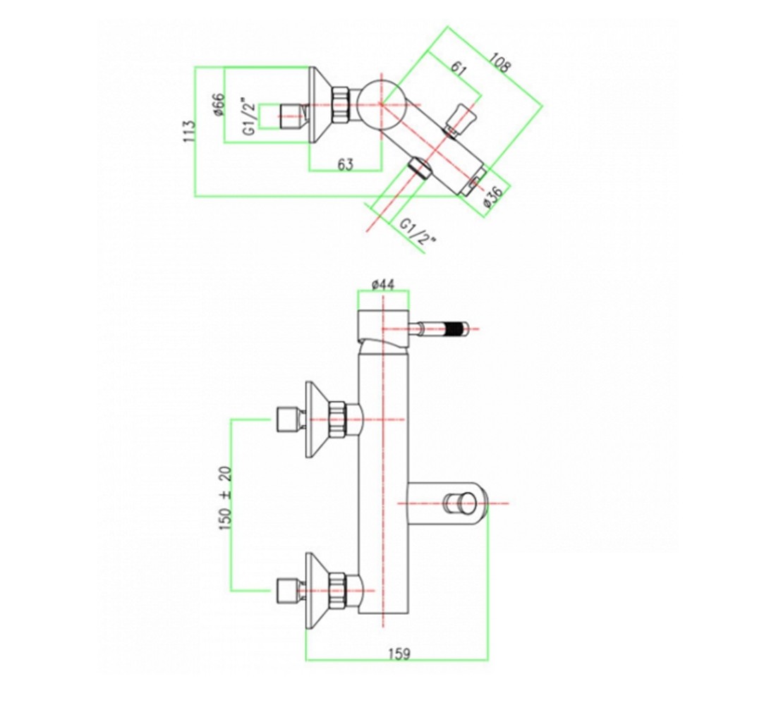 Смеситель для ванны  XENON 44 CR 5151:Чертеж 