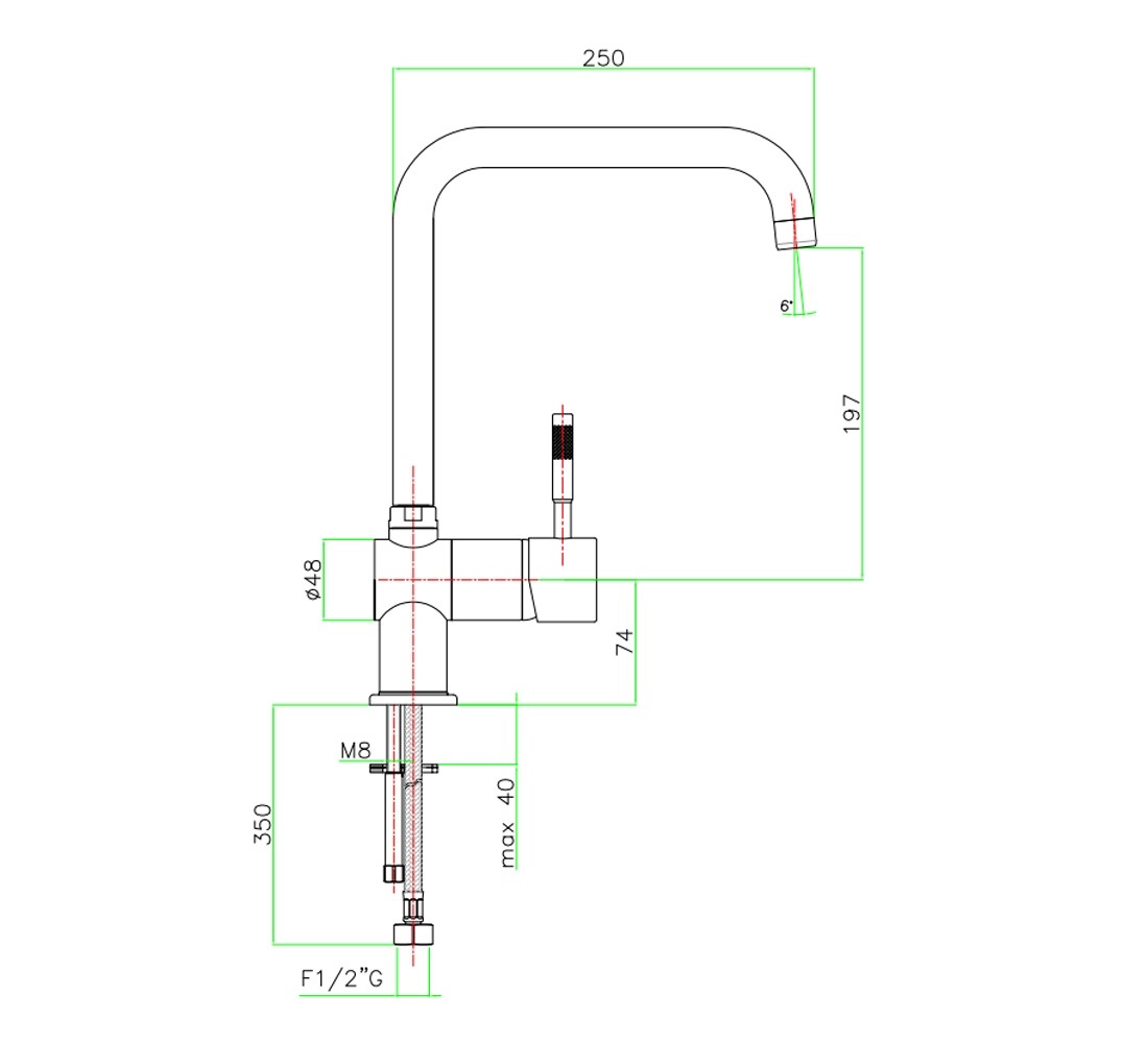 Смеситель для мойки  XENON 44 CR 5461:Чертеж 
