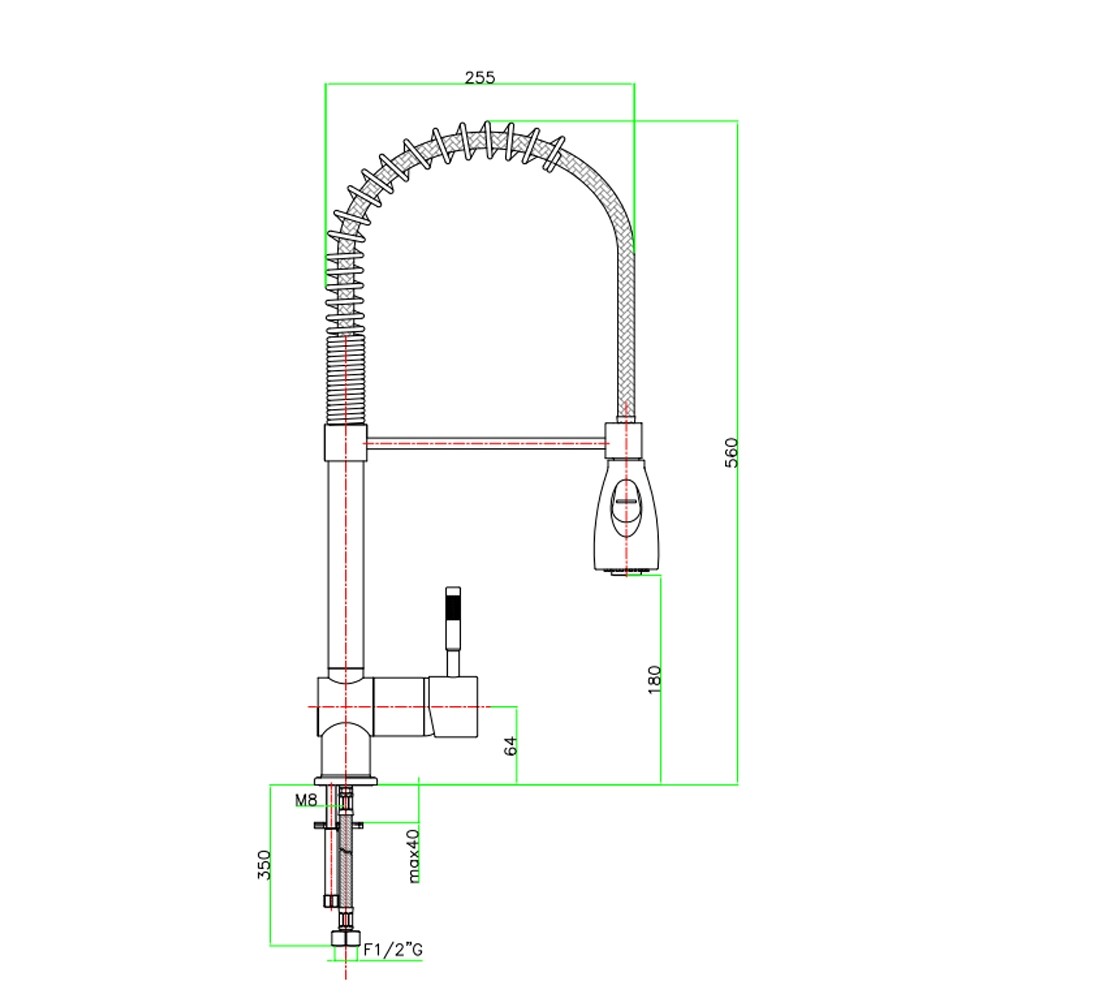 Смеситель для мойки  XENON 44 CR 5465:Чертеж 