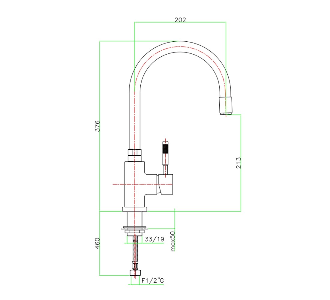 Смеситель для мойки  XENON 44 CR 5480:Чертеж 
