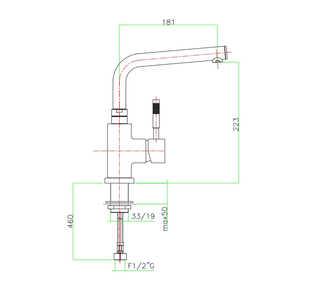 Смеситель для мойки  XENON 44 CR 5490:Чертеж 