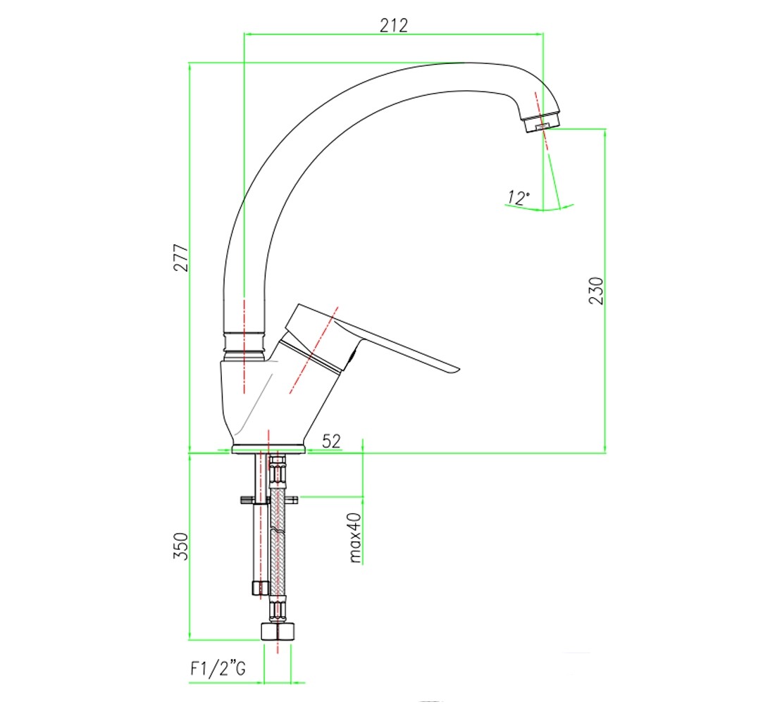 Смеситель для мойки  KEVON 81 CR 4310:Чертеж 
