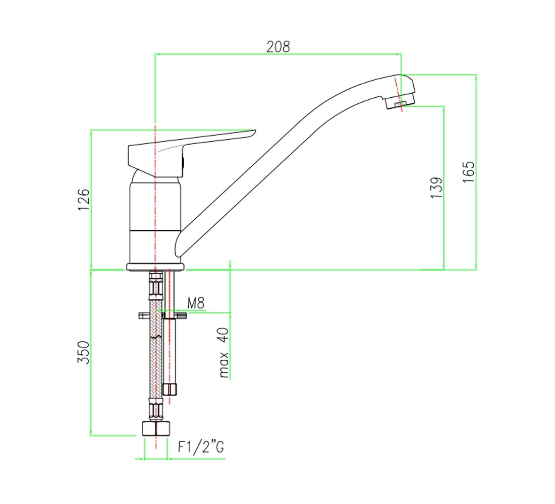 Смеситель для мойки  KEVON 81 CR 4510:Чертеж 