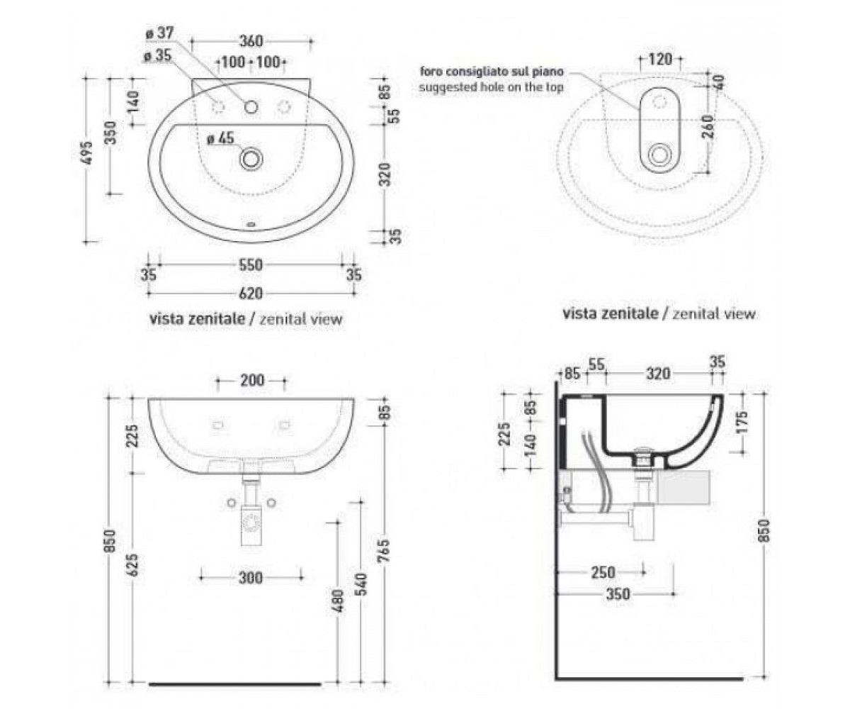 Раковина  DIP DP481:Чертеж 